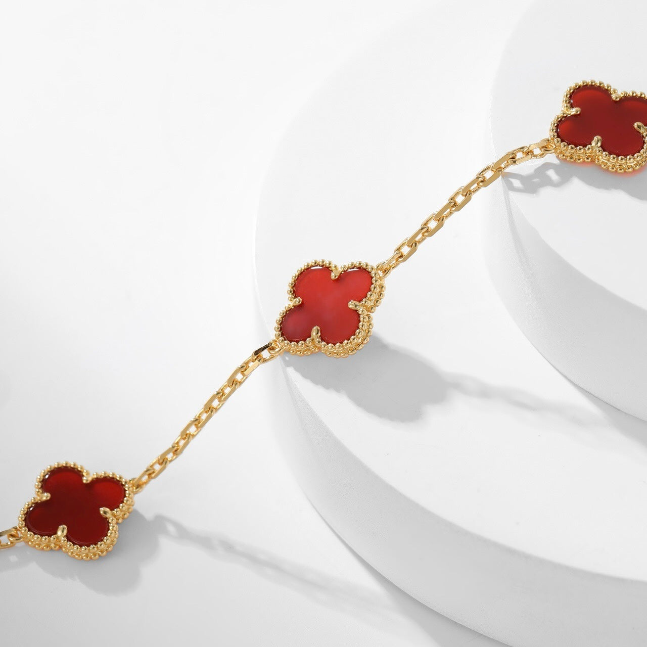 [Glitter Jewelry]CLOVER 10 MOTIFS CARNELIAN NECKLACE