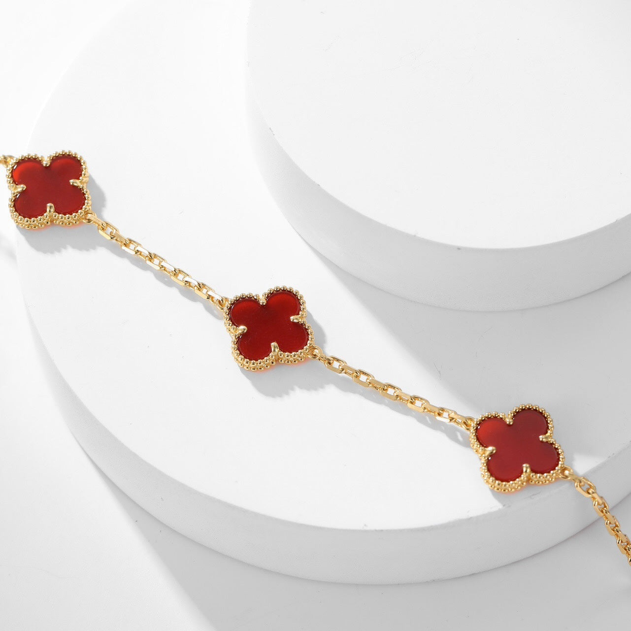 [Glitter Jewelry]CLOVER 10 MOTIFS CARNELIAN NECKLACE