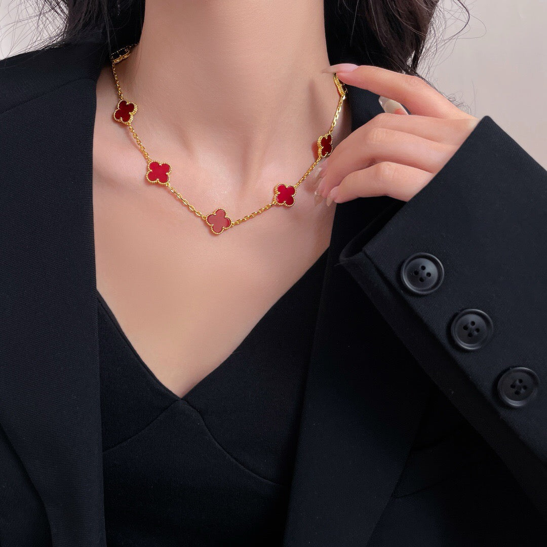 [Glitter Jewelry]CLOVER 10 MOTIFS CARNELIAN NECKLACE