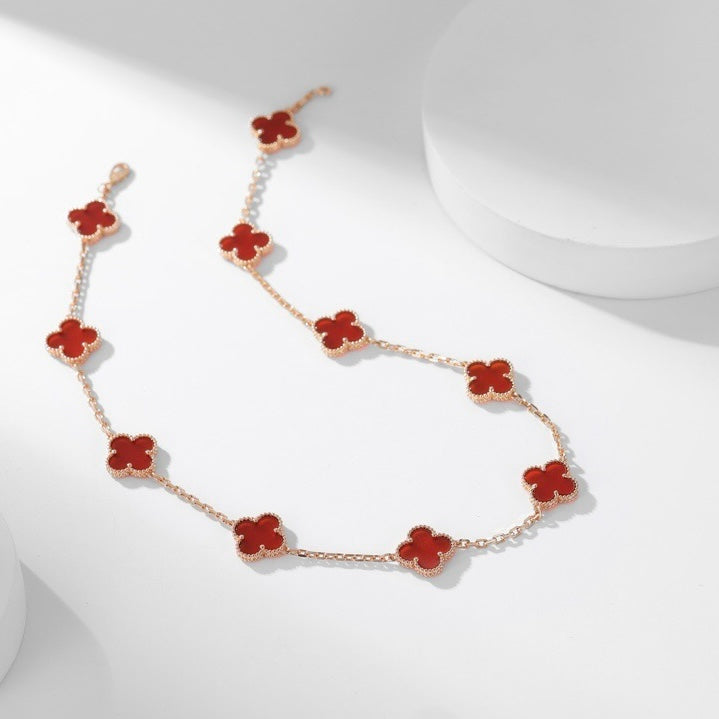 [Glitter Jewelry]CLOVER 10 MOTIFS CARNELIAN NECKLACE