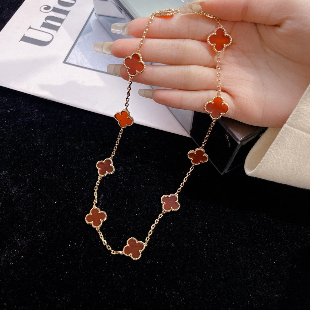 [Glitter Jewelry]CLOVER 10 MOTIFS CARNELIAN NECKLACE