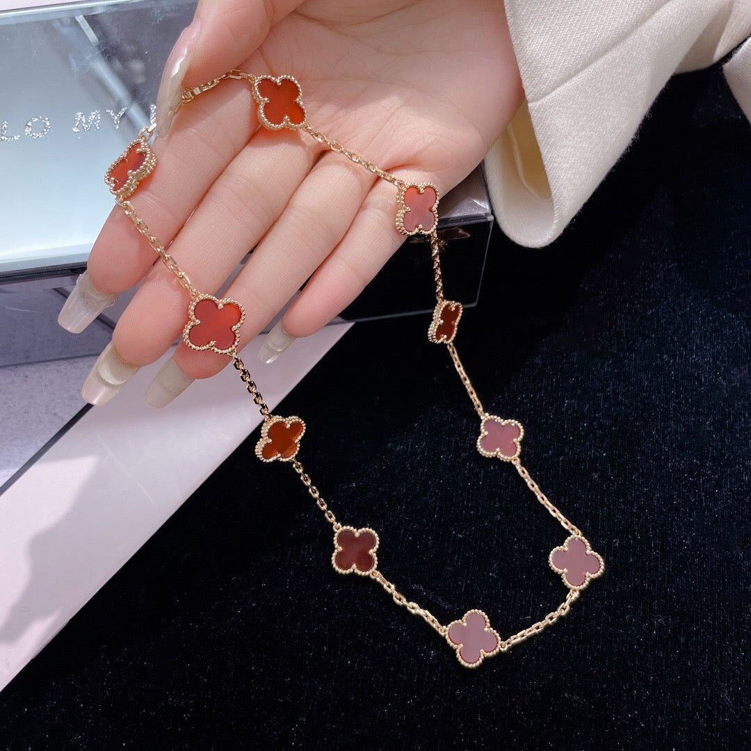 [Glitter Jewelry]CLOVER 10 MOTIFS CARNELIAN NECKLACE