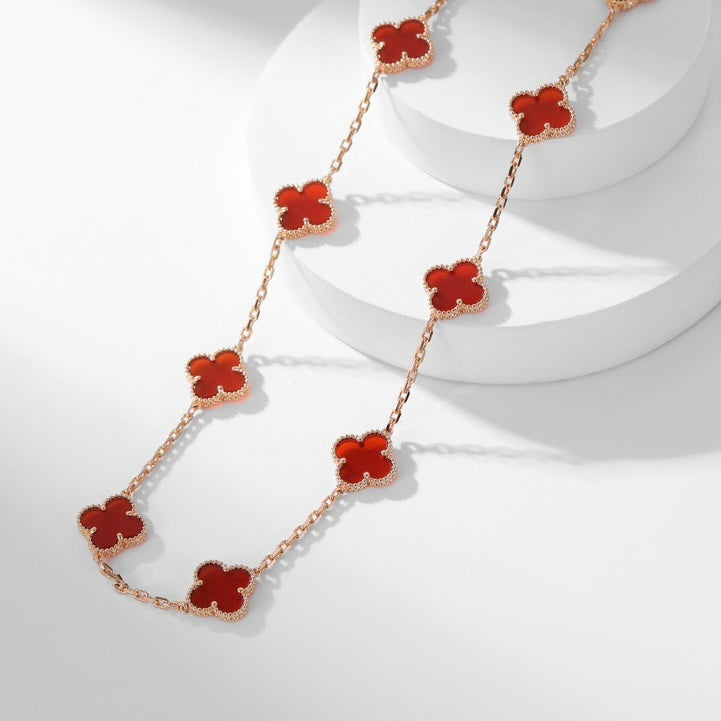 [Glitter Jewelry]CLOVER 10 MOTIFS CARNELIAN NECKLACE