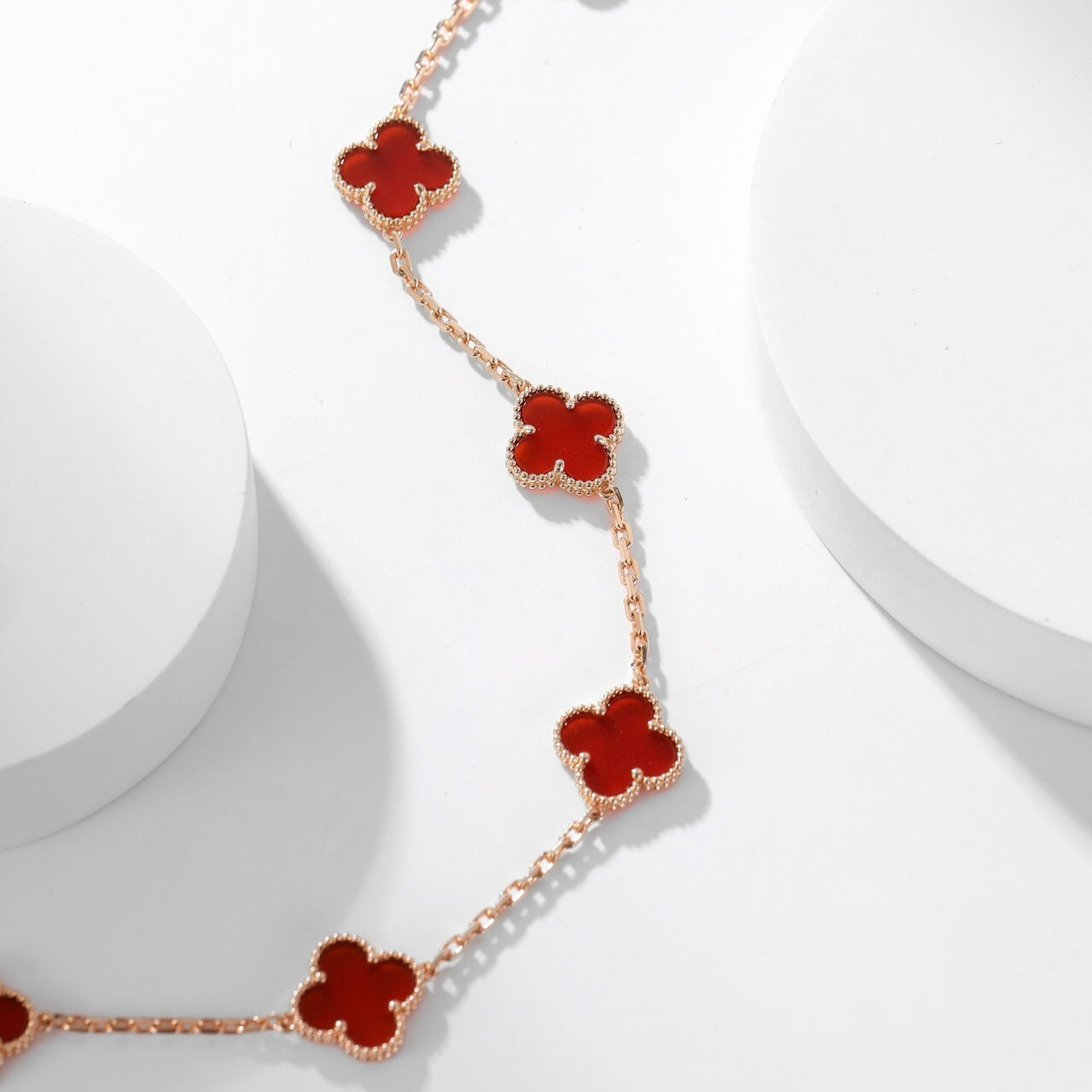 [Glitter Jewelry]CLOVER 10 MOTIFS CARNELIAN NECKLACE
