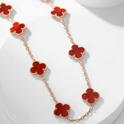 [Glitter Jewelry]CLOVER 10 MOTIFS CARNELIAN NECKLACE