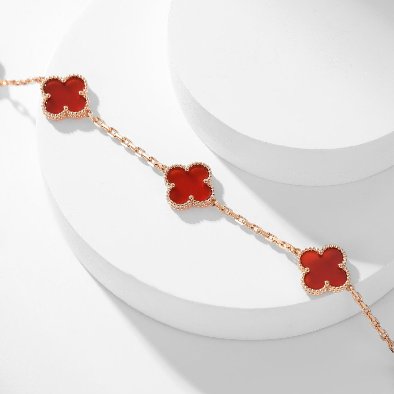 [Glitter Jewelry]CLOVER 10 MOTIFS CARNELIAN NECKLACE