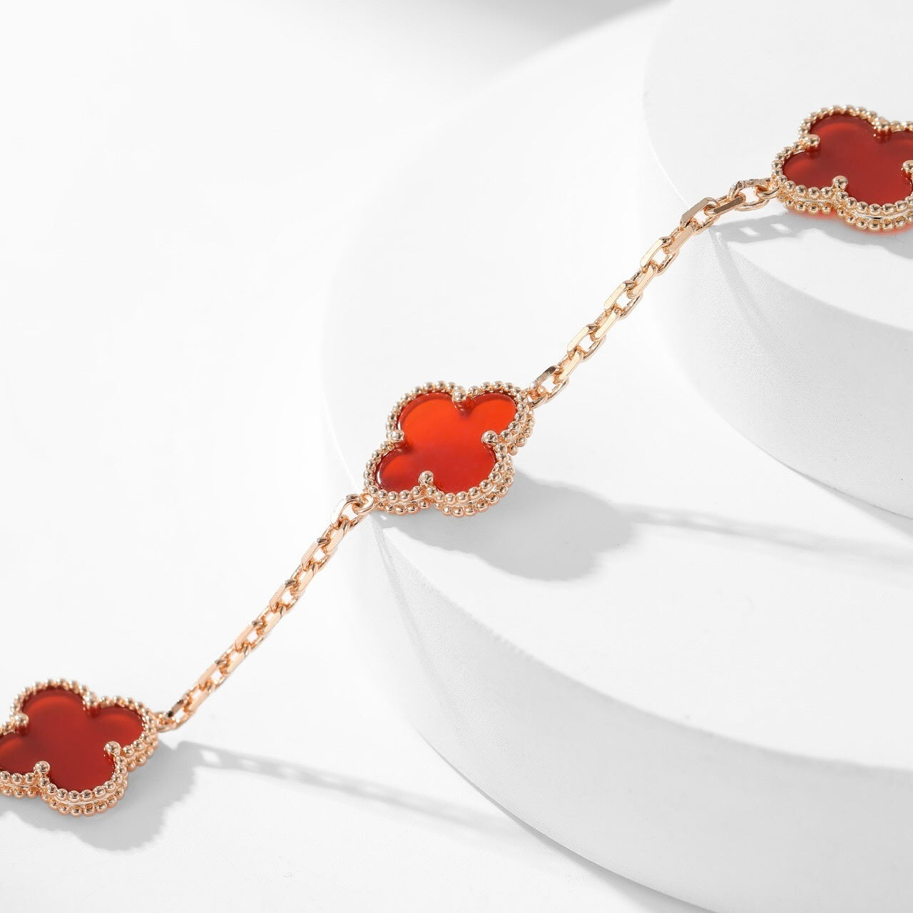 [Glitter Jewelry]CLOVER 10 MOTIFS CARNELIAN NECKLACE