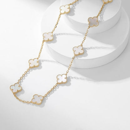 [Glitter Jewelry]CLOVER 10 MOTIFS WHITE MOTHER OF PEARL NECKLACE