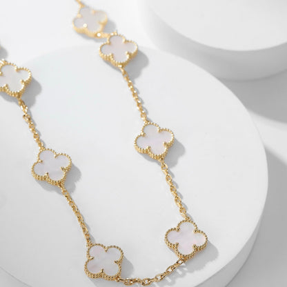 [Glitter Jewelry]CLOVER 10 MOTIFS WHITE MOTHER OF PEARL NECKLACE