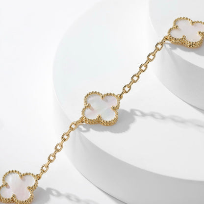 [Glitter Jewelry]CLOVER 10 MOTIFS WHITE MOTHER OF PEARL NECKLACE