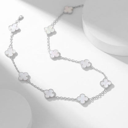[Glitter Jewelry]CLOVER 10 MOTIFS WHITE MOTHER OF PEARL NECKLACE