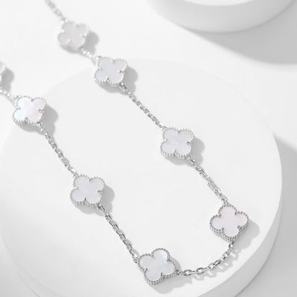 [Glitter Jewelry]CLOVER 10 MOTIFS WHITE MOTHER OF PEARL NECKLACE