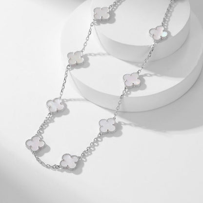[Glitter Jewelry]CLOVER 10 MOTIFS WHITE MOTHER OF PEARL NECKLACE