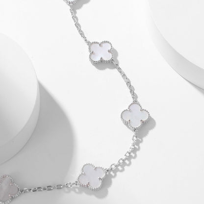 [Glitter Jewelry]CLOVER 10 MOTIFS WHITE MOTHER OF PEARL NECKLACE
