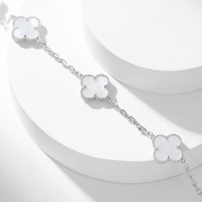 [Glitter Jewelry]CLOVER 10 MOTIFS WHITE MOTHER OF PEARL NECKLACE