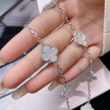 [Glitter Jewelry]CLOVER 10 MOTIFS WHITE MOTHER OF PEARL NECKLACE