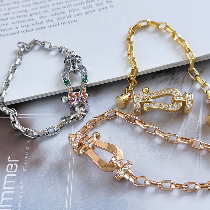 [Glitter Jewelry]FORCE LARGE HORSESHOE CLASP  METAL BRACELET