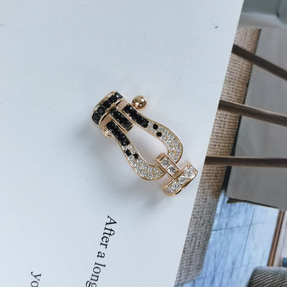 [Glitter Jewelry]FORCE LARGE HORSESHOE BLACK WHITE DIAMOND BRACELET ROSE GOLD