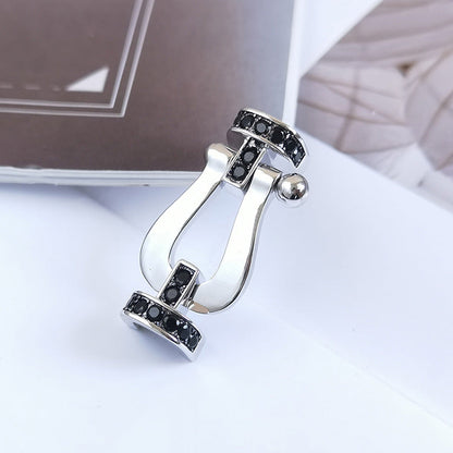 [Glitter Jewelry]FORCE LARGE HORSESHOE BLACK DIAMOND BRACELET SILVER