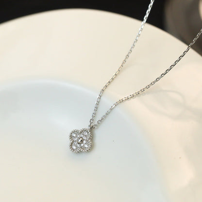 [グリッタージュエリー]クローバー ミニ 9.5mm ペンダント ダイヤモンドネックレス