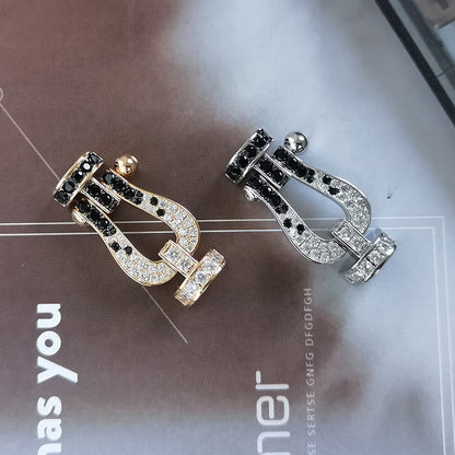 [Glitter Jewelry]FORCE LARGE HORSESHOE BLACK WHITE DIAMOND BRACELET ROSE GOLD