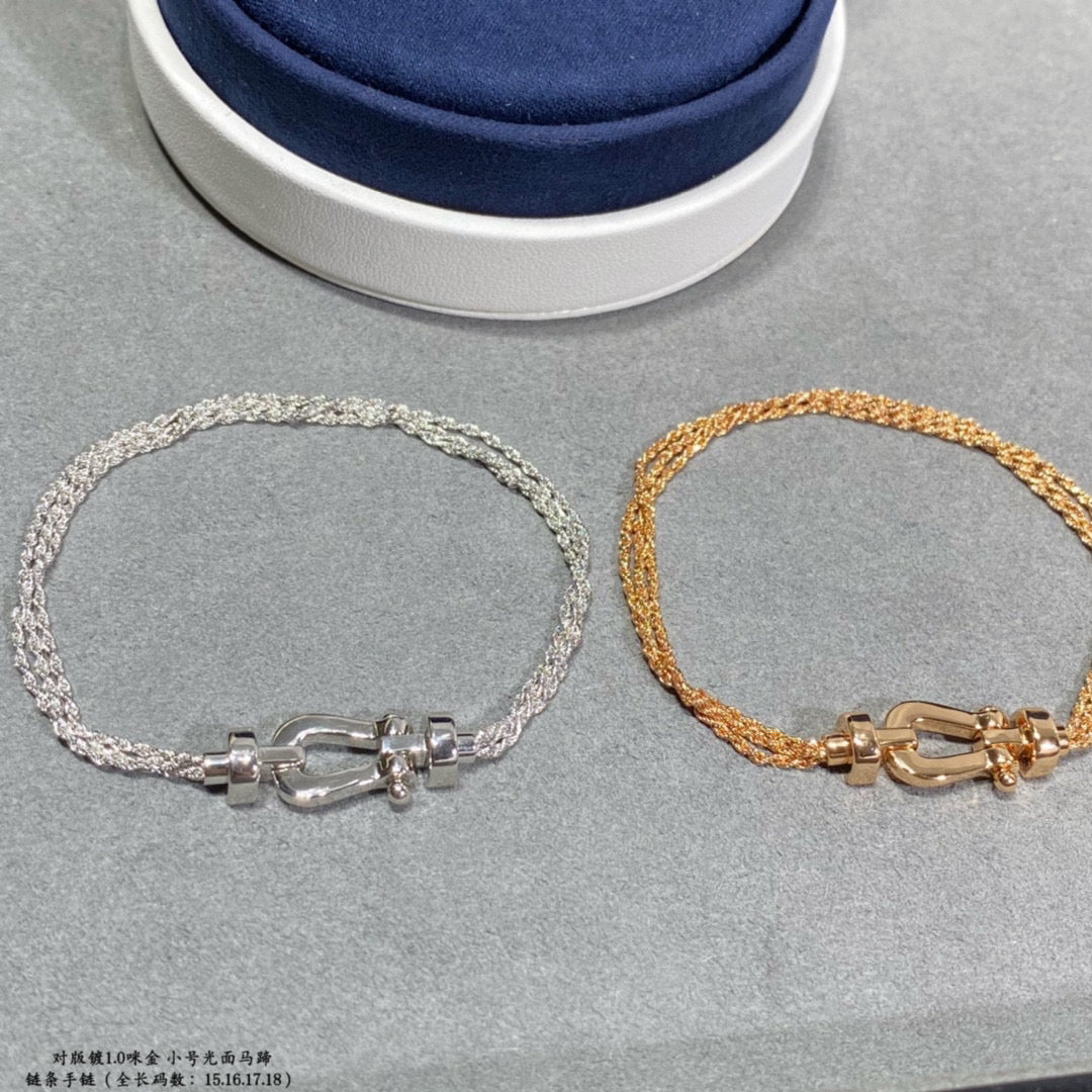 [グリッタージュエリー]フォース スモールホースシュー ダイヤモンドチェーンロープブレスレット