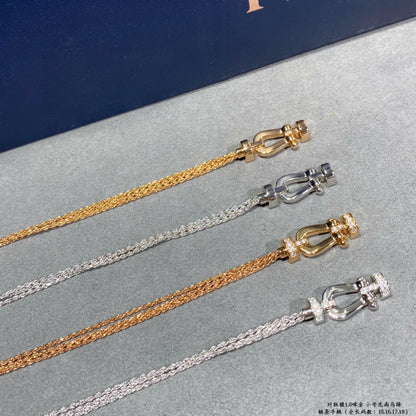 [グリッタージュエリー]フォース スモールホースシュー ダイヤモンドチェーンロープブレスレット
