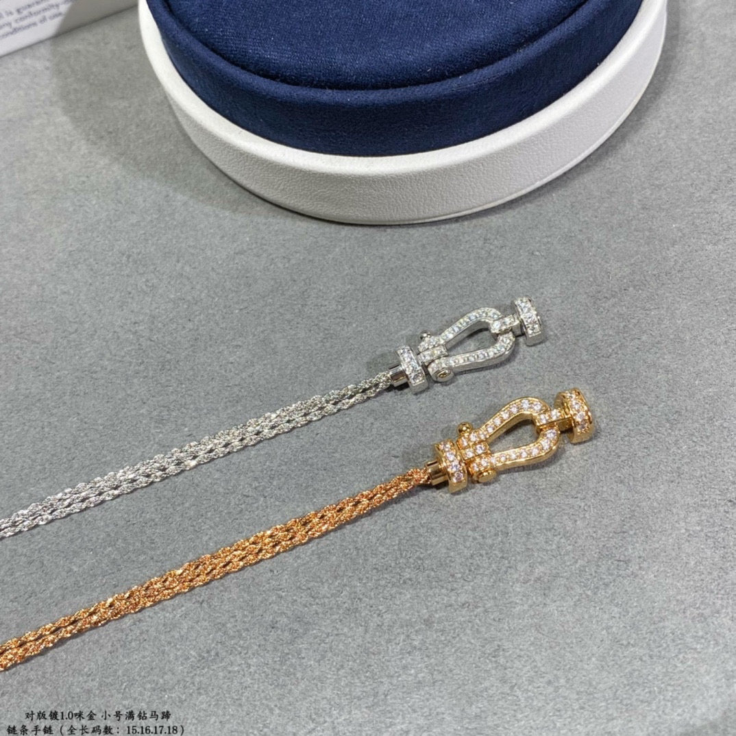[グリッタージュエリー]フォース スモールホースシュー ダイヤモンドチェーンロープブレスレット