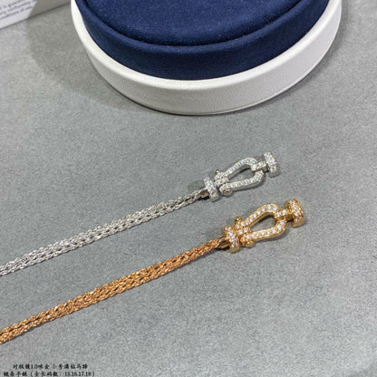[グリッタージュエリー]フォース スモールホースシュー ダイヤモンドチェーンロープブレスレット