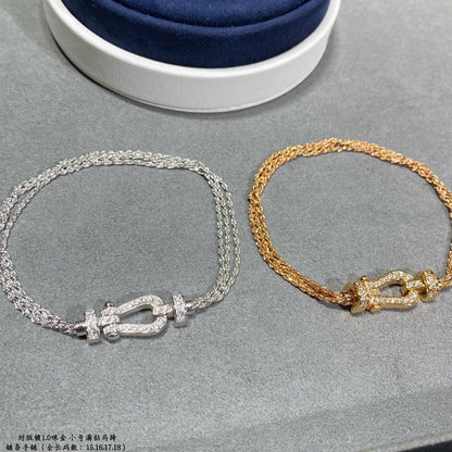 [グリッタージュエリー]フォース スモールホースシュー ダイヤモンドチェーンロープブレスレット