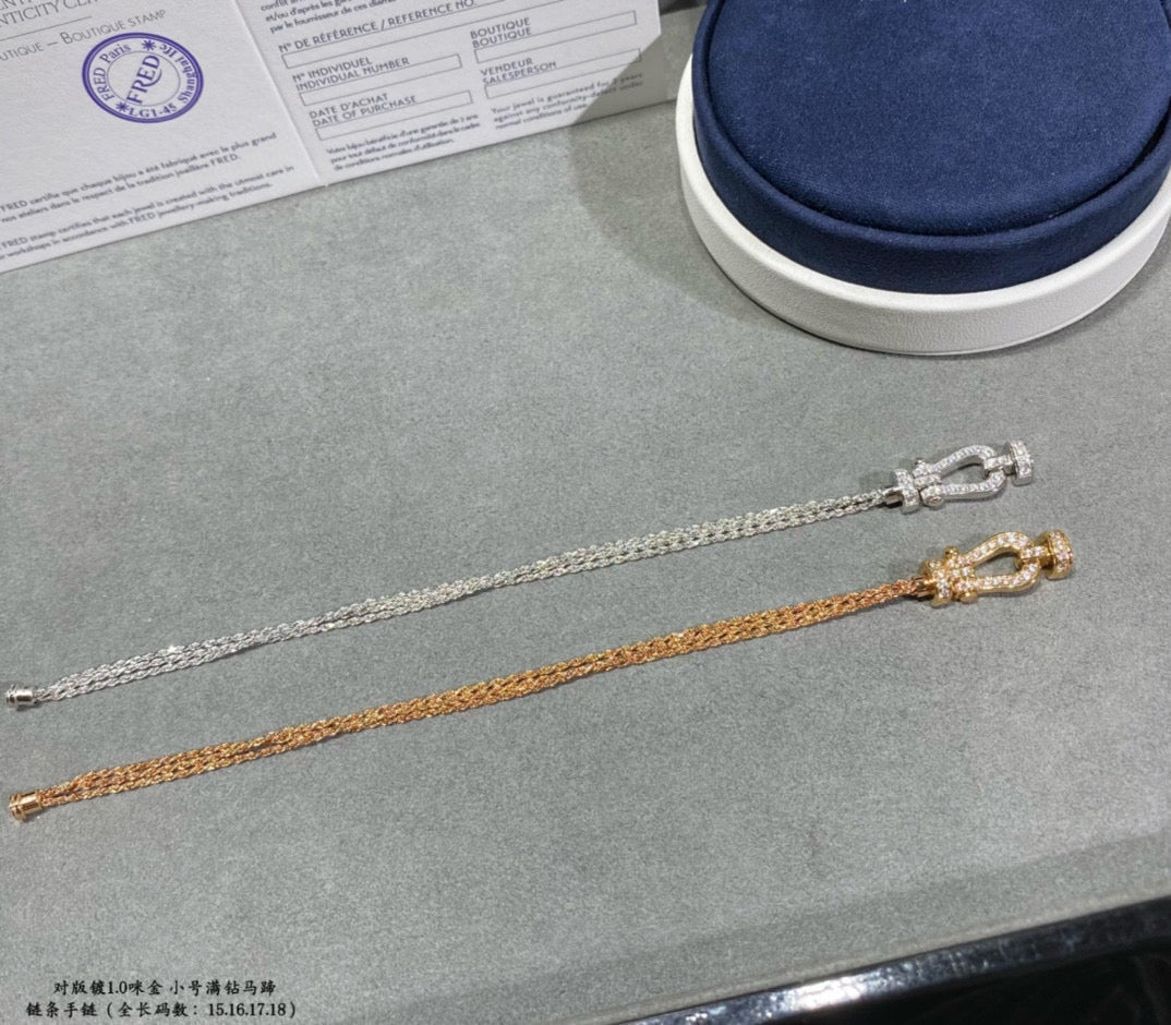 [グリッタージュエリー]フォース スモールホースシュー ダイヤモンドチェーンロープブレスレット