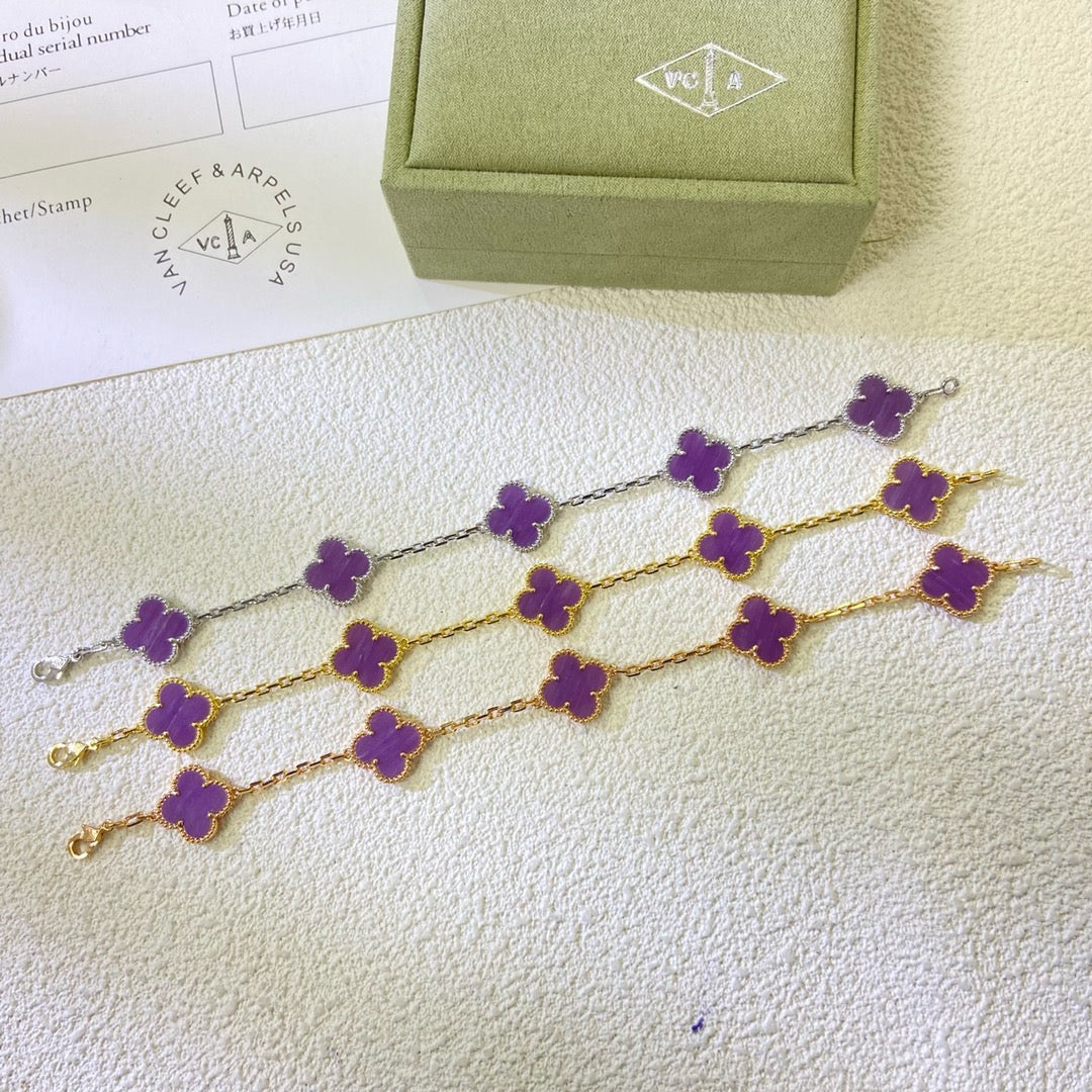 [Glitter Jewelry]CLOVER  5 MOTIFS  PURPLE VIOLET BRACELET