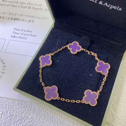 [Glitter Jewelry]CLOVER  5 MOTIFS  PURPLE VIOLET BRACELET