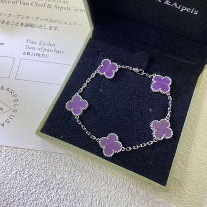 [Glitter Jewelry]CLOVER  5 MOTIFS  PURPLE VIOLET BRACELET