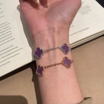 [Glitter Jewelry]CLOVER  5 MOTIFS  PURPLE VIOLET BRACELET