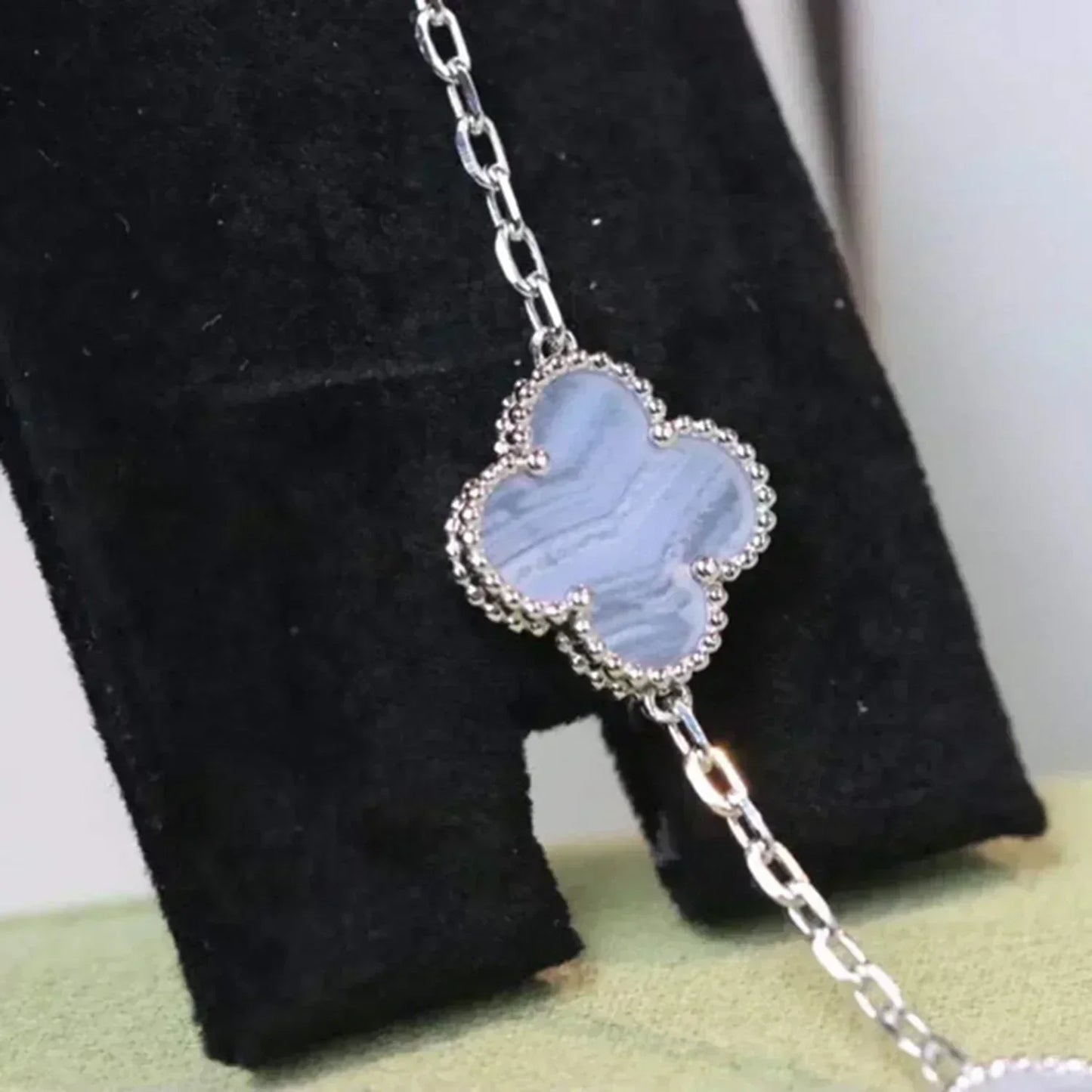 [Glitter Jewelry]CLOVER  5 MOTIF PURPLE CHALCEDONY BRACELET SILVER