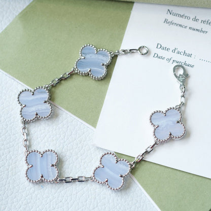 [Glitter Jewelry]CLOVER  5 MOTIF PURPLE CHALCEDONY BRACELET SILVER
