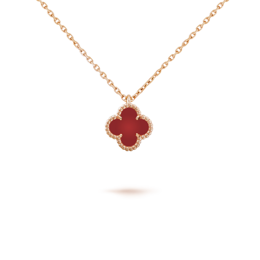 [Glitter Jewelry]CLOVER MINI 9.5MM WHITE CARNELIANS NECKLACE