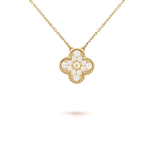 [Glitter Jewelry]CLOVER 15MM DIAMOND SINGLE FLOWER NECKLACE