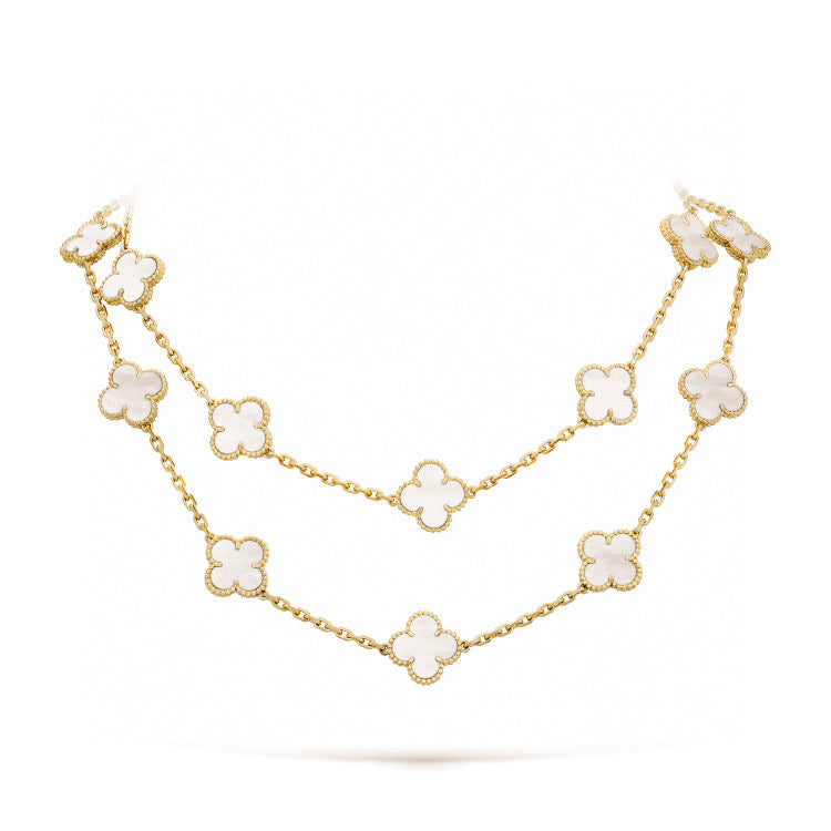 [Glitter Jewelry]CLOVER 20 MOTIFS WHITE MOP NECKLACE
