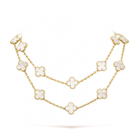 [Glitter Jewelry]CLOVER 20 MOTIFS WHITE MOP NECKLACE