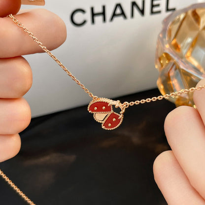 [Glitter Jewelry]LUCKY  CARNELIANS LADYBUG NECKLACE