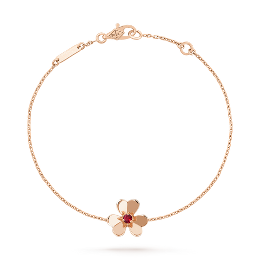 [Glitter Jewelry]FRIVOLE GOLD FLOWER PINK MALACHITE BRACELET