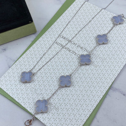 [Glitter Jewelry]CLOVER  5 MOTIF PURPLE CHALCEDONY BRACELET SILVER