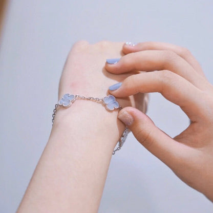 [Glitter Jewelry]CLOVER  5 MOTIF PURPLE CHALCEDONY BRACELET SILVER