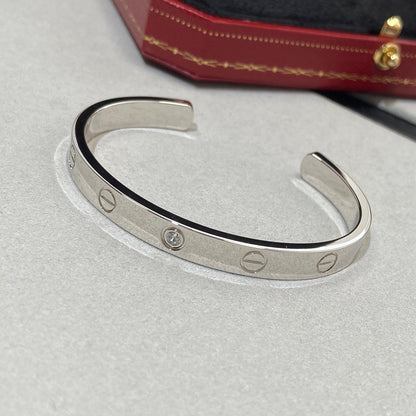 [Glitter Jewelry]LOVE BRACELET 6.1MM 1 DIAMOND OPEN CUFF