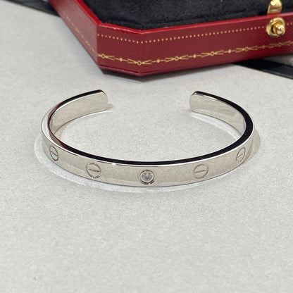 [Glitter Jewelry]LOVE BRACELET 6.1MM 1 DIAMOND OPEN CUFF