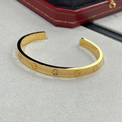 [Glitter Jewelry]LOVE BRACELET 6.1MM 1 DIAMOND OPEN CUFF