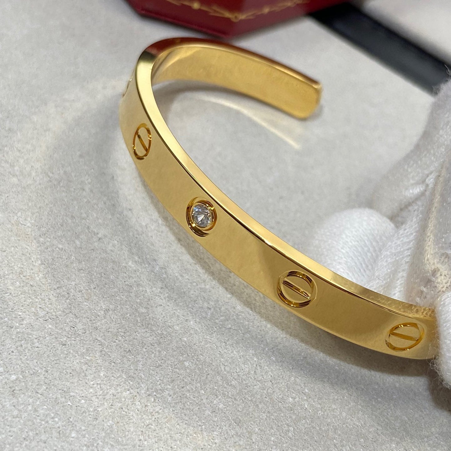 [Glitter Jewelry]LOVE BRACELET 6.1MM 1 DIAMOND OPEN CUFF