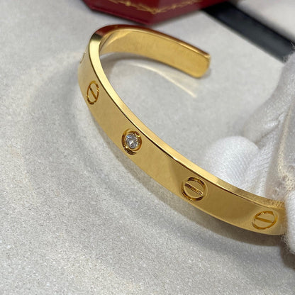 [Glitter Jewelry]LOVE BRACELET 6.1MM 1 DIAMOND OPEN CUFF
